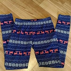 Pink.Rose Holiday Christmas deer leggings XS